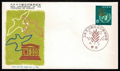 SG72L JAPAN 1966 FDC 20th anniversary of the founding of UNESCO nr 187 - Image 1 of 2