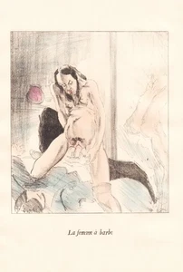Érotique a barbe Erótica Erótica Litografía Erótica 1920 La femme - Imagen 1 de 1