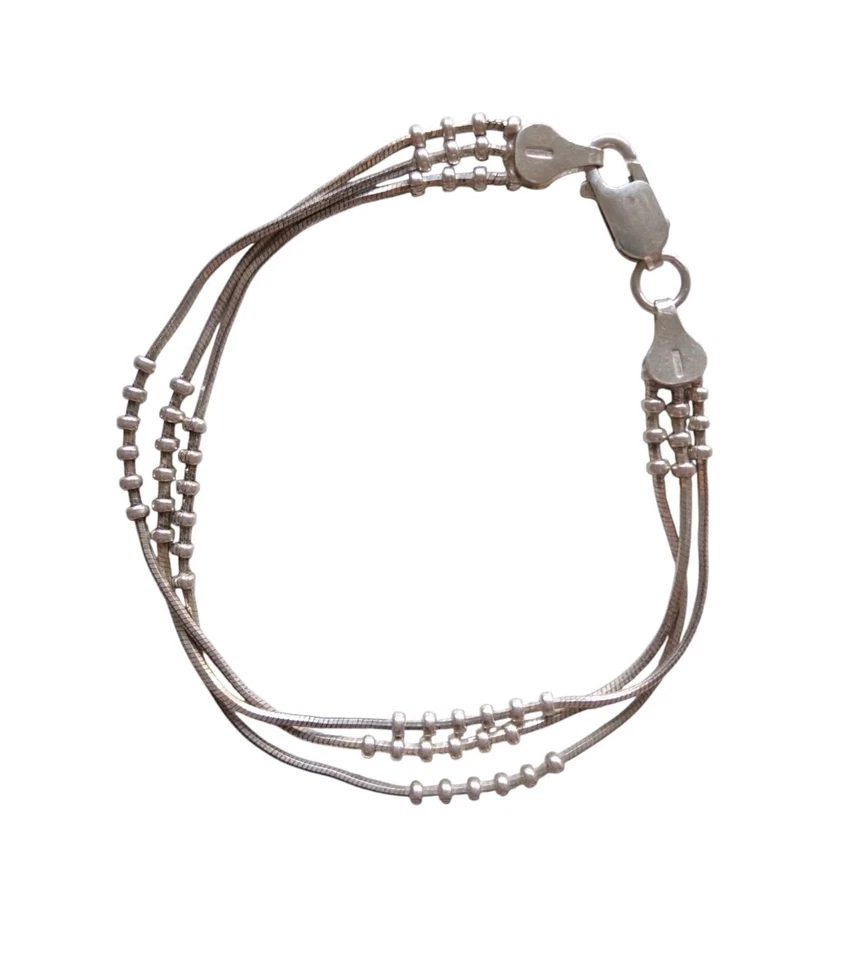 *HH* Bracciale In Argento 925 Unisex Uomo Donna Stilizzato Con Sfere E Pallini  - Immagine 1 di 4