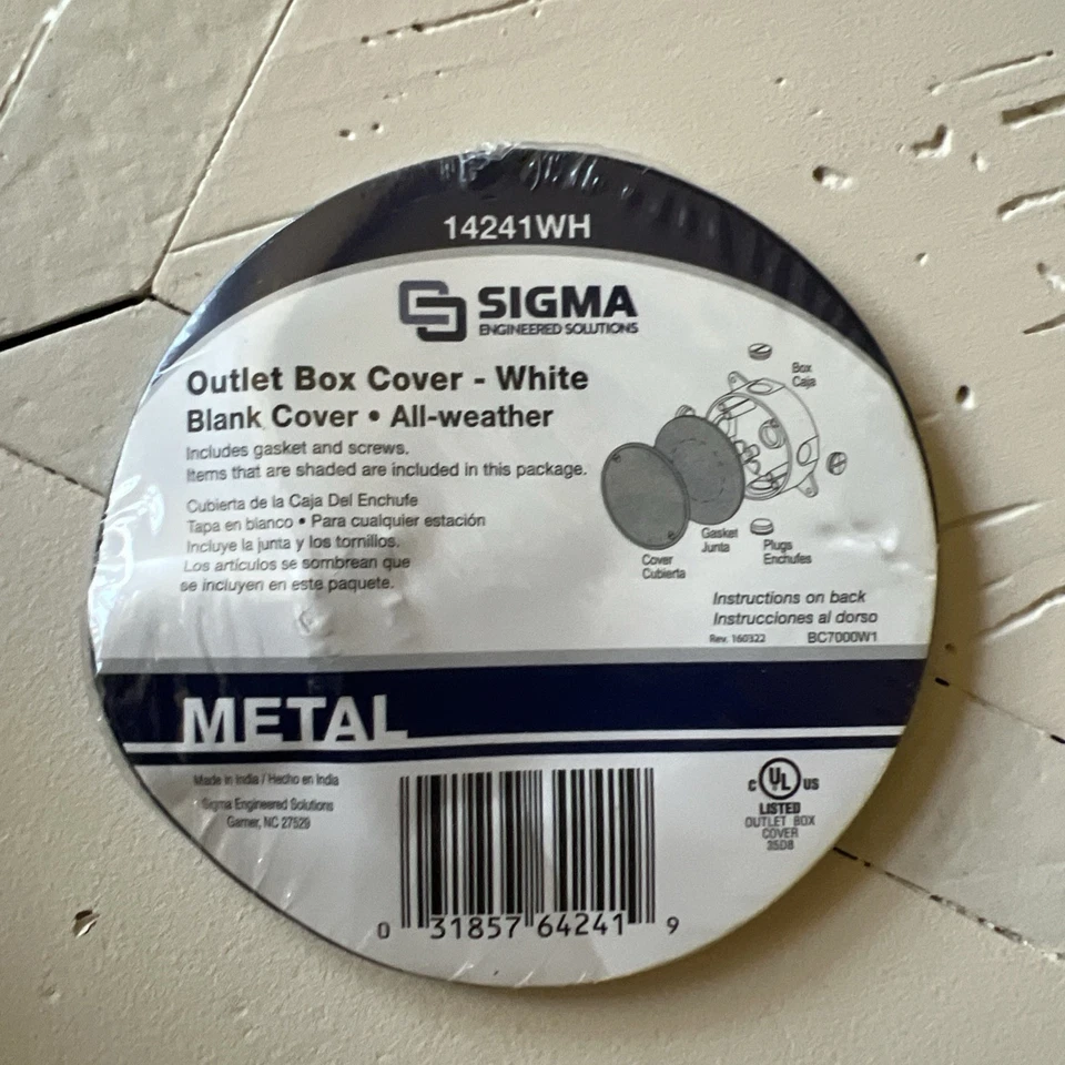 Sigma Engineered Solutions Round White Metal Weatherproof Electrical Box Cover - Image 1 of 2