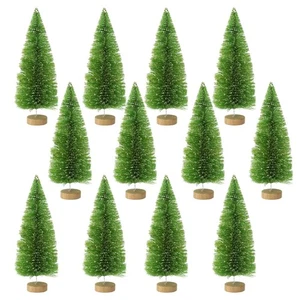 Evemodel 8pcs 16cm Model Snowy Pine Trees Wooden Base for Christmas Decor - Picture 1 of 7