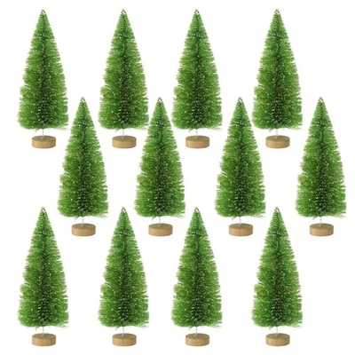 Evemodel 8pcs 16cm Model Snowy Pine Trees Wooden Base for Christmas Decor - Image 1 of 4