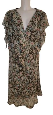 Vtg Y2k 90s Women's Brown Floral Ruffle Ethereal Fairycore Coquette  Dress 4X - Image 1 of 3