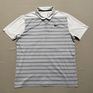 Nike Shirt Mens Large Grey Black Swoosh Drifit Golf Polo Performance Top Dry Dri - Picture 1 of 10