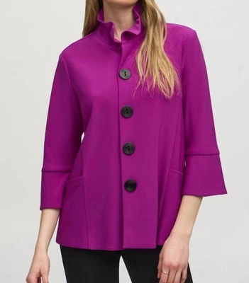 Joseph Ribkoff Shirred Collar 3/4 Sleeves Trapeze Jacket Size 8 (UK 10) - Image 1 of 4