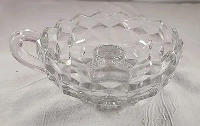 Fostoria American Clear Glass Crystal Chamber Handled Candle Holder with Handle - Image 1 of 4