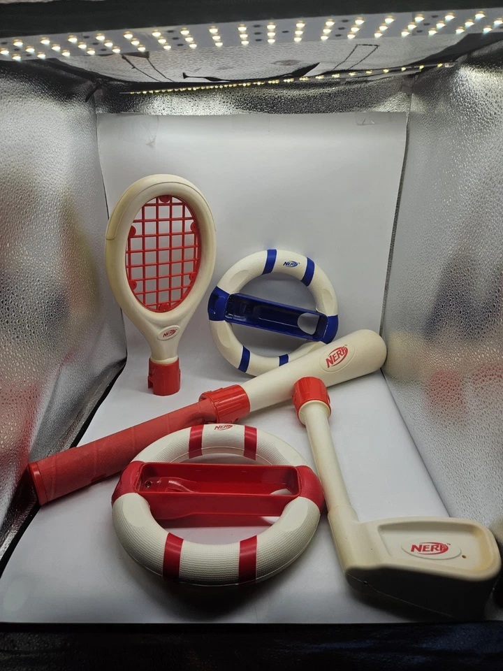 Nintendo Wii Blue Red NERF Sports Pack Attachments Baseball Golf Tennis Wheels - Image 1 of 4