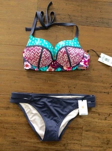 New Shade Shore Bikini 34B Lightly Lined L Cheeky Flower 2 Piece - Picture 1 of 2