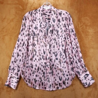 Camisa MILLY Top Mujer Grande Rosa Guepardo Abotonada Gasa Leopardo Transparente Foto 1 de 4