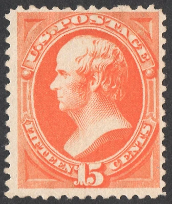 US Sc# 189 *MINT NO GUM LH* { 15c DANIEL WEBSTER } ORANGE YELLOW FROM 1889 SERIE - Image 1 of 4