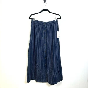 NWT NYDJ Not Your Daughters Jeans Size 8 Button Front Maxi Skirt Blue Chambray - Picture 1 of 11