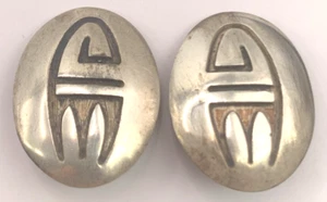 Hopi Native American Sterling Silver Earrings Fernando Puhuhefvaya Clip On - Picture 1 of 5