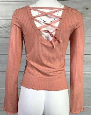 American Rag Cie женщин розовый блузка верхний открытый кружевной галстук назад размер маленький новый с Ярлыками A6705 - Изображение 1 из 4