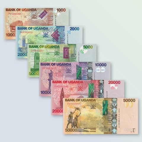 Uganda Full Set 6 Pcs: 1000-50000 Shillings, P49 P50 P51 P52 P53 P54 2010+ | UNC Cover