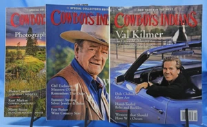 Lot of 3 COWBOYS & INDIANS MAGAZINE Yr 2007 John Wayne Val Kilmer Photo West - Imagen 1 de 5
