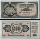 [29239] - SPECIMEN BANKNOTE JUGOSLAWIEN / YUGOSLAVIA, 500 Dinara, 01.08.1970, P8