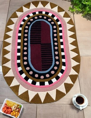 Tapete de mesa oval tufado à mão tapete de lã tapete de área de alta qualidade - Imagem 1 de 4