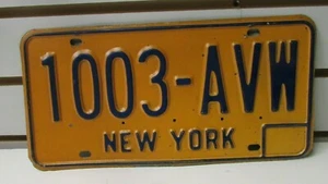 1973-1986 New York Vehicle License Plate " 1003-AVW" w/Tag - Picture 1 of 2