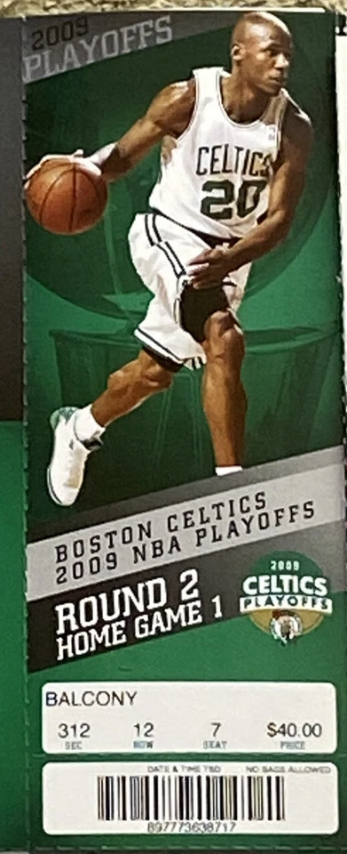 Magic @ Celtics 2009 NBA Playoff Ticket Dwight Howard 16 Pts & 22 Rebs - Image 1 of 1