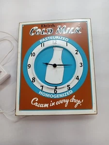 Vintage Drink Cold Milk Clock *Clock & Light Do Not Work Parts/Decor Only - Picture 1 of 8