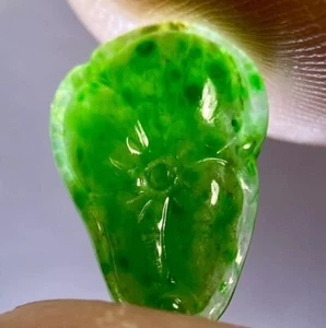 GEMMY 3,65ct BURMESE ICY EMERALD IMPERIAL GREEN JADEIT JADE A FLOWER MELON CAB - Bild 1 von 18