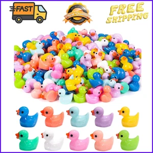 200Pcs Tiny Ducks 10 Colors Little Duck Figures Mini Resin Ducks Plastic Small - Picture 1 of 12