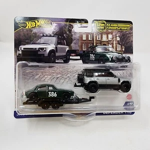 2023 Land Rover Defender 110 & Jaguar MK1 2024 Hot Wheels Team Transport Y38 - Picture 1 of 4