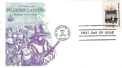 1420 Cover Craft Cachet FDC - 6-cent stamp honoring the Landing of the Pilgrims - Image 1 of 2