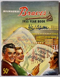 Braves Henry HANK AARON Firmado 1955 Oficial Anuario de Milw Programa Revista JSA - Imagen 1 de 3