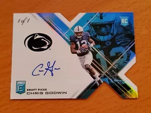 2017 Elite Draft Auto Teal Die Cut Chris Godwin Penn State Bucs Rookie #'d 1/1 - Picture 1 of 2