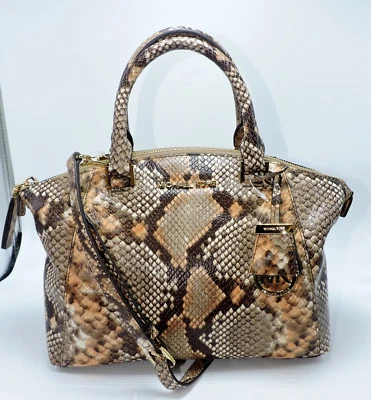 Bolso de Mano Michael Kors Riley Pequeño Cartera Pitón Cuero Repujado Nuevo con Etiquetas  Foto 1 de 4