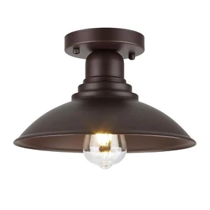 Outdoor Semi Flush Mount Ceiling Light, Indoor Bronze Farmhouse Barn Light Fi... - Picture 1 of 6