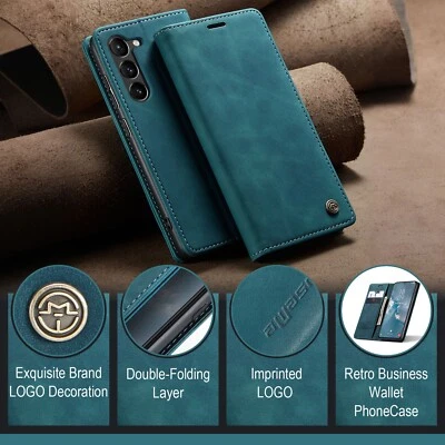 013 Premium Leather Magnetic Wallet Folding Case For iPhone 16 Pro Oppo Reno12 - Image 1 of 4