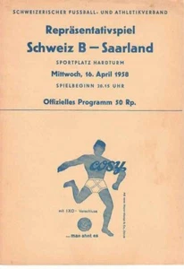 Quaderno Programma Calcio 57/58 LS Svizzera B - Saarland - Foto 1 di 1