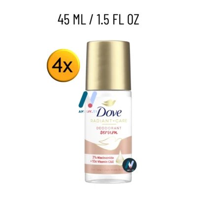 DOVE Deodorant Brightening Serum Roll On Niacinamide Vit C E Dark Spots 4PCS - Image 1 of 4