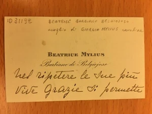 Biglietto autografo di Beatrice Barbiano Di Belgioioso - Imagen 1 de 1