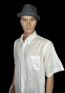 SUMMER READY BROOKS BROTHERS REGENT FIT WHITE SHORT SLEEVE 100% LINEN SHIRT XL - Picture 1 of 4