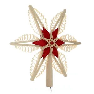 Punta de árbol de Navidad el. Estrella de madera central iluminada roja 31x28x5 cm NUEVO punta de árbol - Imagen 1 de 2