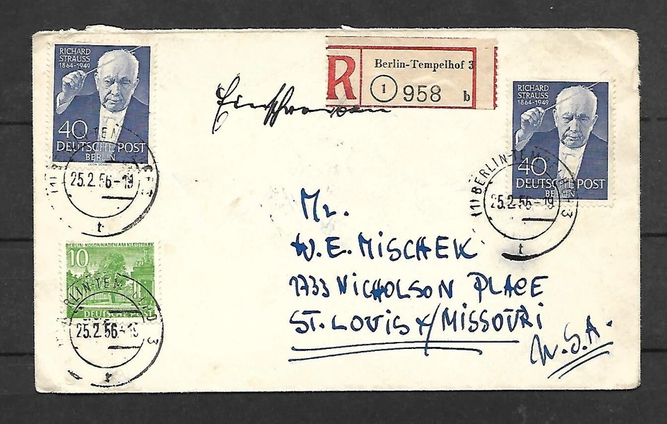 GERMANY SC 9N111 by 2  ON REGISTERED COVER TO USA   FVF - Image 1 of 2