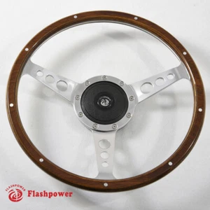 13'' Classic Riveted Wooden Steering Wheel Custom Ford Mustang Shelby AC Cobra - Picture 1 of 6
