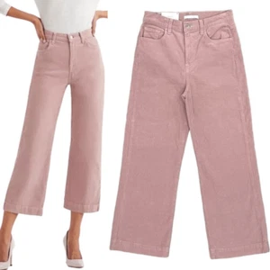 7 For All Mankind Alexa Cropped Wide-Leg Corduroy Trouser Jean in Dusty Rose - Picture 1 of 15