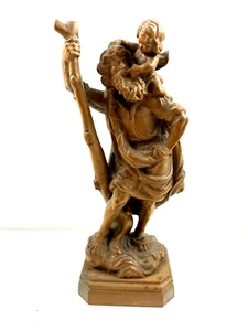 Figur / Holzfigur  " Heilige Christophorus "  Holz geschnitzt  H 16,2 cm - Bild 1 von 6