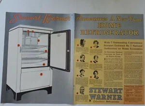 1934 Stewart Warner elektrischer Stahl Heimkühlschrank Aqua Toupe Farbanzeige - Bild 1 von 1