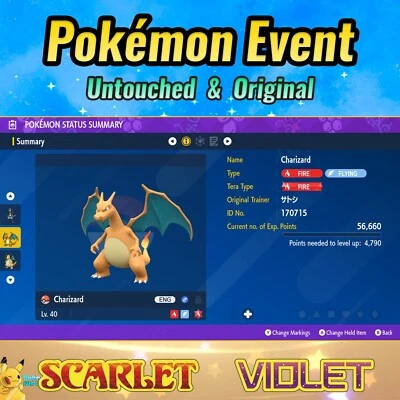 Charizard 🟣Event Ash's Japan 🟣 Pokémon Scarlet & Violet 🟣 UNTOUCHED - Image 1 of 4