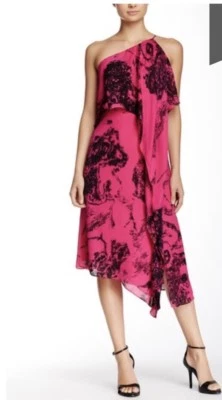 Vestido Halston Heritage Seda Un Hombro Dobladillo Asimétrico Cascada Talla XS NUEVO SIN ETIQUETAS Foto 1 de 4