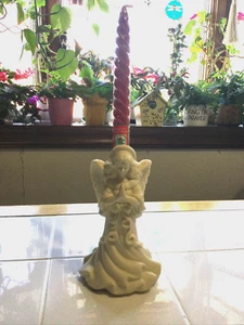 Partylite Engel des Lichts Biskus Kerzenhalter mit Vintage 8"" rote Spiralkerze, versiegelt - Bild 1 von 9