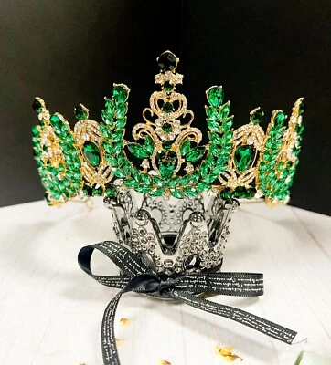 Изумрудная тиара корона для женщин, свадебная свадебная тиара, королевская корона, королевская принцесса - Изображение 1 из 4