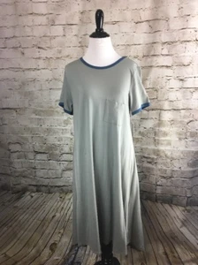 LuLaRoe Carly S Grey With Blue Trim - Picture 1 of 6