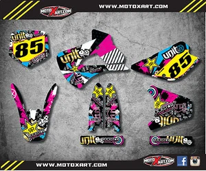 1998 - 2013 Kawasaki KX 85 custom graphics kit RUSH STYLE decals sticker kit - Picture 1 of 4