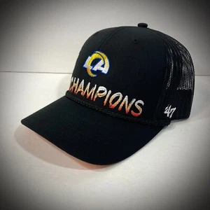 Nuevo SOMBRERO DE CAMIONERO LA RAMS SUPER BOWL LVI campeones los ángeles malla negra PARA HOMBRE NUEVO CON ETIQUETAS - Imagen 1 de 5